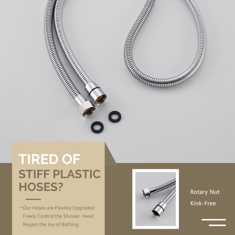 Angle Simple Flexible Shower Hose 59", Stainless Steel Handheld Shower Head Hose Replacement 1/2" IPS, Chrome - Image 5